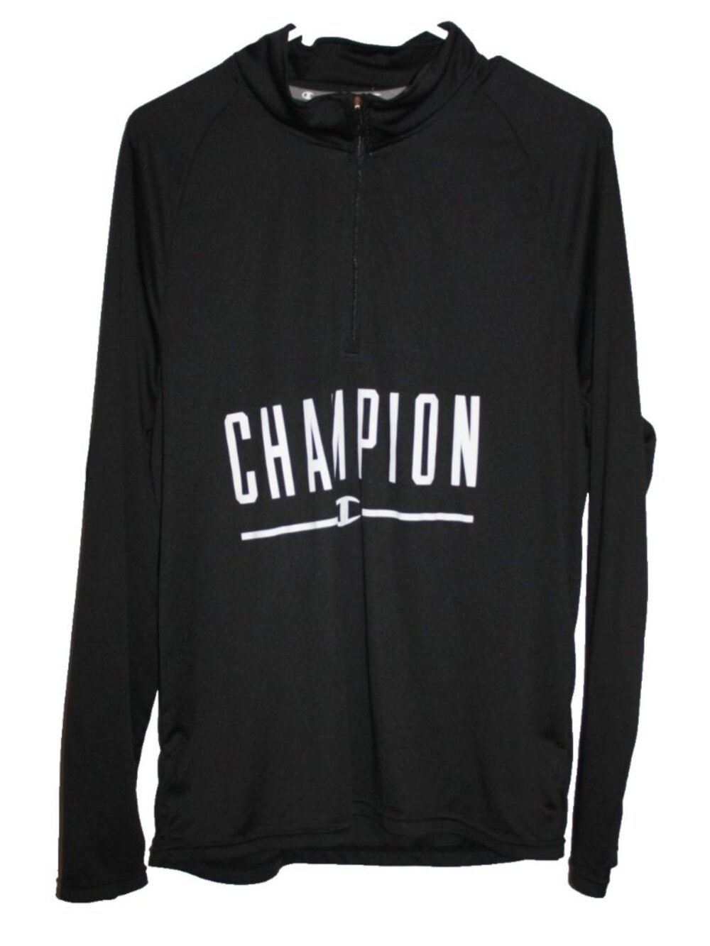 Champion Men's 1/4 Zip Pullover Long Sleeve Big Logo Shirt Black Size M